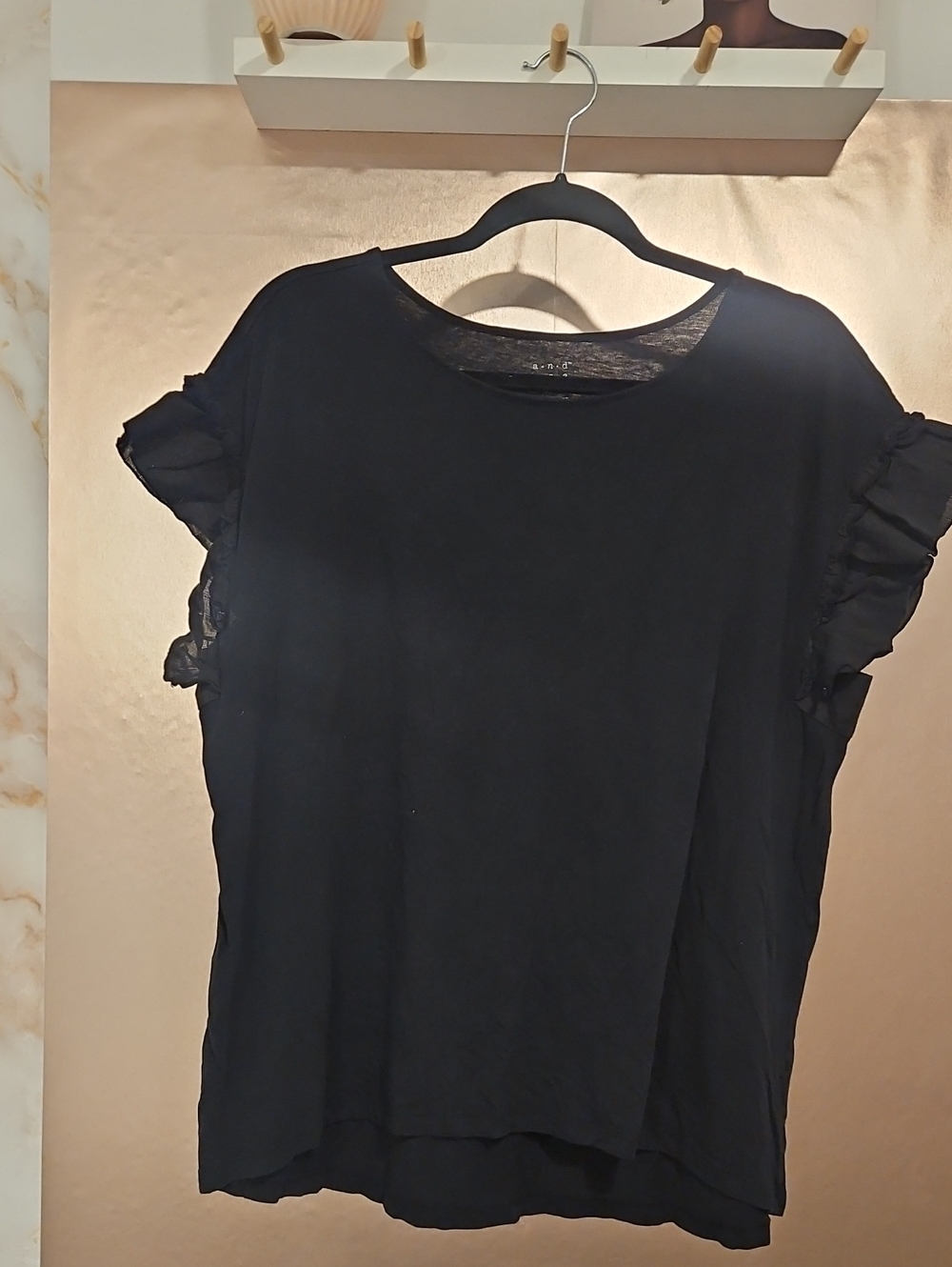 a new day Black Ruffle Sleeve Short-Sleeve Top